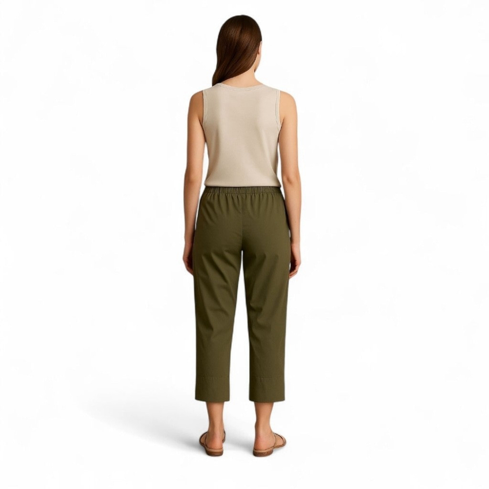 Akris Punto Olive Pull-On Crop Pants Size 8 - Picture 2 of 14